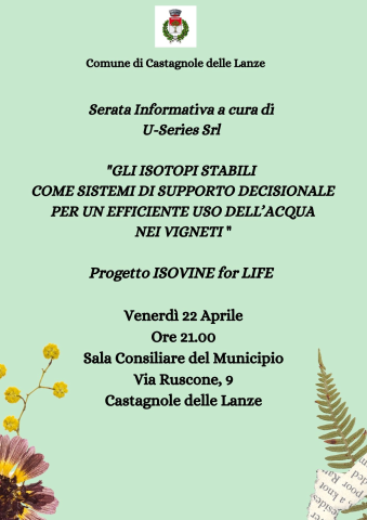 Serata Informativa: Progetto Isovine for Life